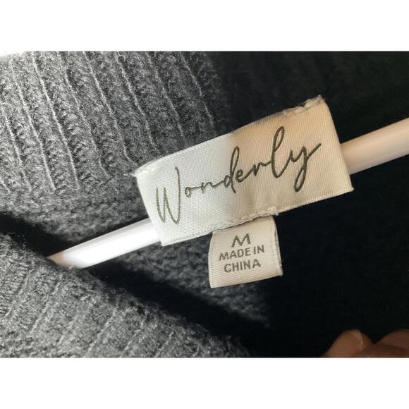 < Wonderly Black Oversized Cable Knit Sweater > - Picture 2 of 4